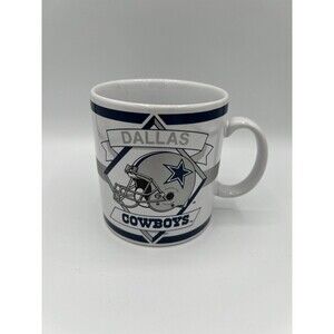Dallas Cowboys Jumbo Coffee Mug Oversized 15oz White Ceramic Cup Navy Blue